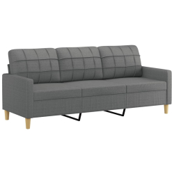 3-osobowa sofa z poduszkami, ciemnoszara, 180 cm, tkanina