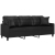 3-osobowa sofa z poduszkami, czarna, 180 cm, sztuczna skóra