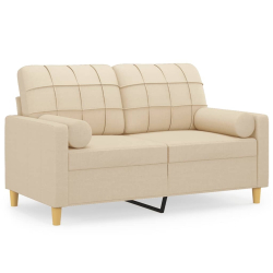 2-osobowa sofa z poduszkami, kremowa, 120 cm, tkanina