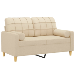 2-osobowa sofa z poduszkami, kremowa, 120 cm, tkanina
