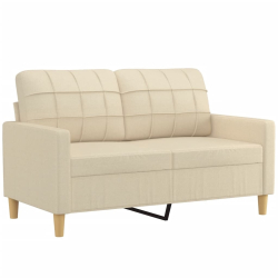2-osobowa sofa z poduszkami, kremowa, 120 cm, tkanina