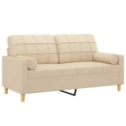 2-osobowa sofa z poduszkami, kremowa, 140 cm, tkanina