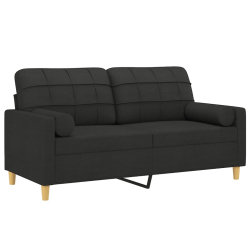 2-osobowa sofa z poduszkami, czarna, 140 cm, tkanina