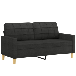 2-osobowa sofa z poduszkami, czarna, 140 cm, tkanina