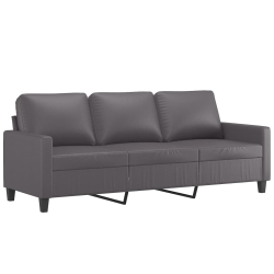 3-osobowa sofa z podnóżkiem, szary, 180 cm, sztuczna skóra