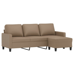3-osobowa sofa z podnóżkiem, cappuccino, 180 cm, sztuczna skóra