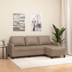 3-osobowa sofa z podnóżkiem, cappuccino, 180 cm, sztuczna skóra