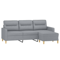 3-osobowa sofa z podnóżkiem, jasnoszara, 180 cm, tkaniną