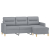 3-osobowa sofa z podnóżkiem, jasnoszara, 180 cm, tkaniną