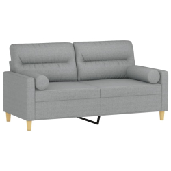 2-osobowa sofa z poduszkami, jasnoszara, 140 cm, tkanina