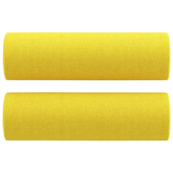 3-osobowa sofa z poduszkami, jasnożółta, 180 cm, tkanina