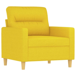 Fotel z podnóżkiem, jasnożółty, 60 cm, tkanina