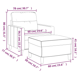 Fotel z podnóżkiem, jasnożółty, 60 cm, tkanina