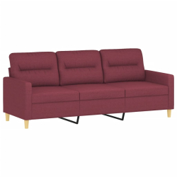 3-osobowa sofa z podnóżkiem winna czerwień 180 cm, tkaniną