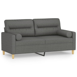 2-osobowa sofa z poduszkami, ciemnoszara, 140 cm, tkanina