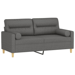 2-osobowa sofa z poduszkami, ciemnoszara, 140 cm, tkanina