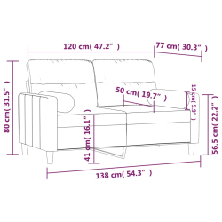 2-osobowa sofa z poduszkami, ciemnoszara, 120 cm, tkanina