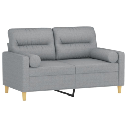 2-osobowa sofa z poduszkami, jasnoszara, 120 cm, tkanina