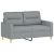 2-osobowa sofa z poduszkami, jasnoszara, 120 cm, tkanina
