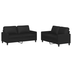2-osobowa sofa z poduszkami, czarna, sztuczna skóra