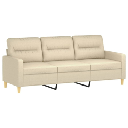 Sofa 3-osobowa, kremowa, 180 cm, tapicerowana tkaniną