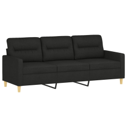 3-osobowa sofa z poduszkami, czarna, 180 cm, tkanina