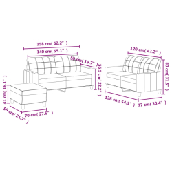 3-cz. zestaw sof z poduszkami, cappuccino, sztuczna skóra