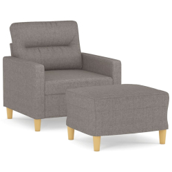 Fotel z podnóżkiem, taupe, 60 cm, obity tkaniną