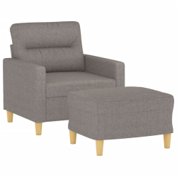 Fotel z podnóżkiem, taupe, 60 cm, obity tkaniną