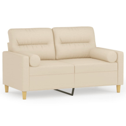 2-osobowa sofa z poduszkami, kremowa, 120 cm, tkanina