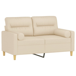 2-osobowa sofa z poduszkami, kremowa, 120 cm, tkanina