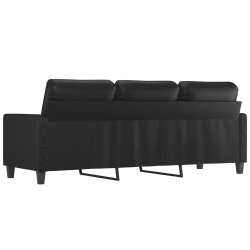 3-osobowa sofa, czarna, 180 cm, obita sztuczną skórą