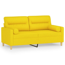 2-osobowa sofa z poduszkami, jasnożółta, 140 cm, tkanina