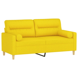 2-osobowa sofa z poduszkami, jasnożółta, 140 cm, tkanina