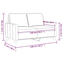 2-osobowa sofa, kremowy, 140 cm, sztuczna skóra