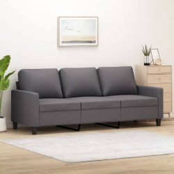 3-osobowa sofa, szara, 180 cm, sztuczna skóra