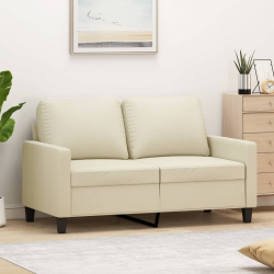 2-osobowa sofa, kremowy, 120 cm, sztuczna skóra