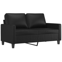 4-osobowa sofa z poduszkami, czarna, sztuczna skóra