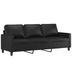 4-osobowa sofa z poduszkami, czarna, sztuczna skóra