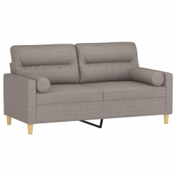 2-osobowa sofa z poduszkami, taupe, 140 cm, tkanina