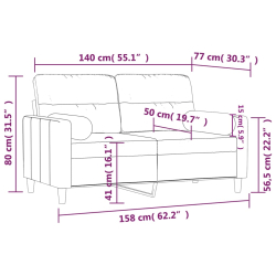 2-osobowa sofa z poduszkami, taupe, 140 cm, tkanina