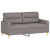 2-osobowa sofa z poduszkami, taupe, 140 cm, tkanina