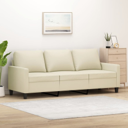 3-osobowa sofa, kremowa, 180 cm, sztuczna skóra