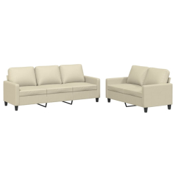 2-osobowa sofa z poduszkami, kremowa, sztuczna skóra