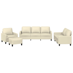 4-osobowa sofa z poduszkami, kremowa, sztuczna skóra