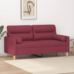 2-osobowa sofa z poduszkami, winna czerwień, 140 cm, tkanina