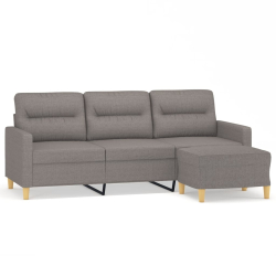 3-osobowa sofa z podnóżkiem, taupe, 180 cm, tkaniną