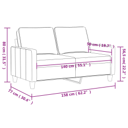 Sofa 2-osobowa, ciemnoszara, 140 cm, tapicerowana tkaniną