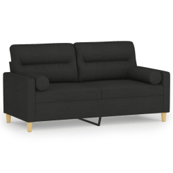 2-osobowa sofa z poduszkami, czarna, 140 cm, tkanina