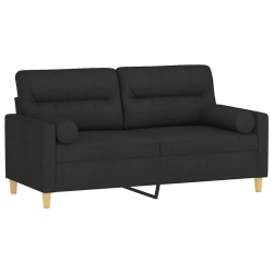2-osobowa sofa z poduszkami, czarna, 140 cm, tkanina